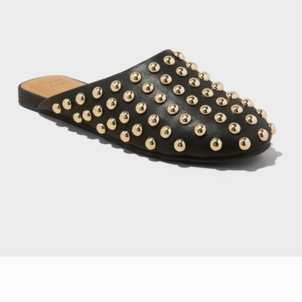 a new day Black Mules with Gold Accents